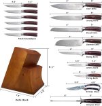 Набор кухонных ножей KNIFAST из 16 предметов с деревянным блоком, набор ножей для шеф-повара ультра острый — изображение 3