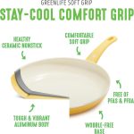 Большая керамическая сковорода GreenLife Soft Grip, сковорода с крышкой — изображение 2