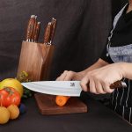 Ножи кухонные MSY BIGSUNNY, набор ножей шеф-повара из немецкой стали с ручкой из дерева Pakkawood 7 предметов — изображение 5