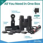 Бинокль Adasion 12x42 с адаптером для телефона и складным штативом для большого обзора — изображение 4