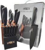 Набор кухонных ножей премиум-класса HZEX, набор ножей из 13 предметов в блоке со встроенной точилкой — изображение 2
