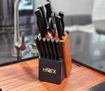 Набор кухонных ножей премиум-класса HZEX, набор ножей из 13 предметов в блоке со встроенной точилкой — изображение 5