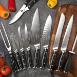 Набор дамасских ножей с блоком для кухни, набор из 6 ножей шеф-повара NANFANG — изображение 4
