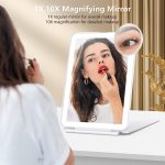 Дорожное зеркало для макияжа с 10-кратным увеличительным зеркалом, косметическое зеркало с 80 светодиодами — изображение 4