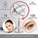 Двустороннее зеркало для макияжа с увеличением 10X и 1X с подставкой в подарочной упаковке — изображение 2