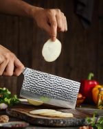 Нож шеф-повара HEZHEN 17 см, нож для мяса со стальной ручкой из натурального палисандра — изображение 7
