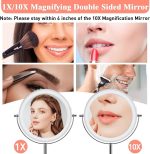 Зеркало для макияжа KuMers с подсветкой и увеличением 10X, двухстороннее косметическое зеркало — изображение 3