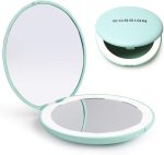 Дорожное зеркало для макияжа Wobsion со светодиодной подсветкой, увеличение 1x/10x