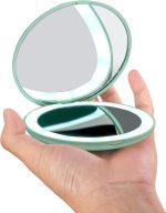 Дорожное зеркало для макияжа Wobsion со светодиодной подсветкой, увеличение 1x/10x — изображение 5