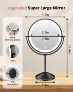 Зеркало для макияжа Gospire с подсветкой, 3-цветная подсветка с бесступенчатым затемнением, двустороннее — изображение 6