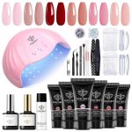 Стартовый набор для наращивания гелевых ногтей Modelones Poly Extension Gel - 6 весенних цветов с лампой 48 Вт