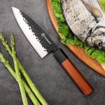 Японский нож для рыбы-филе с двойным скосом KEEMAKE с восьмиугольной деревянной ручкой — изображение 2