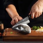 Японский нож для рыбы-филе с двойным скосом KEEMAKE с восьмиугольной деревянной ручкой — изображение 3