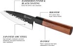 Японский нож для рыбы-филе с двойным скосом KEEMAKE с восьмиугольной деревянной ручкой — изображение 4