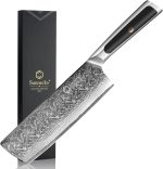 Кухонный нож Накири Sunnecko Damascus, нож-тесак с твердой ручкой для домашней кухни
