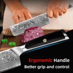 Кухонный нож Накири Sunnecko Damascus, нож-тесак с твердой ручкой для домашней кухни — изображение 4