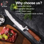Кухонный нож шеф-повара Ink Plums, острый нож для мяса с ручкой из бразильского палисандра — изображение 2