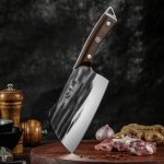 Кованый нож-тесак для измельчения костей ZHANG, профессиональный нож для резки костей и орехов — изображение 5