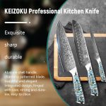 Нож шеф-повара KEIZOKU, Японский профессиональный кухонный нож кованый из дамасской стали — изображение 3