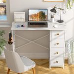 Письменный стол с 4 тканевыми ящиками DAOUTIME, стол для спальни — изображение 4