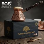 Турецкий кофейник 360 мл, Турка из меди с деревянной ручкой BCS — изображение 6
