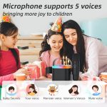 Караоке-колонка для детей и взрослых, портативная Bluetooth-колонка, колонка с 2 беспроводными микрофонами — изображение 5