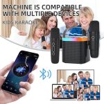Караоке-колонка для детей и взрослых, портативная Bluetooth-колонка, колонка с 2 беспроводными микрофонами — изображение 2