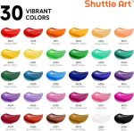 Набор акриловых красок Shuttle Art 54 предмета, 30 цветов, деревянный мольберт, холст для рисования и кисти — изображение 3