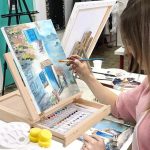 Набор для рисования 49 предметов, Набор для акварельной живописи с деревянным настольным мольбертом — изображение 2