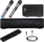 Беспроводная звуковая панель 20 Вт Pyle с 2 микрофонами для вокала, система Bluetooth для караоке