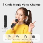 Караоке-колонка для детей и взрослых, портативная Bluetooth-колонка, колонка с 2 беспроводными микрофонами — изображение 4