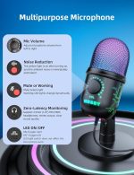 Игровой микрофон MR, USB-микрофон для ПК, Mac, PS4/5, конденсаторный микрофон для подкастов и студийной записи — изображение 3