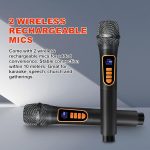 Караоке Bluetooth-колонка с 2 беспроводными микрофонами, акустическая система HUABAO — изображение 4