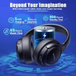 Беспроводные наушники BERIBES Bluetooth с микрофоном, стереогарнитура Hi-Fi с глубокими басами — изображение 3