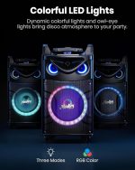 Караоке-колонка Moukey, акустическая система с Bluetooth-динамиком и 2 беспроводными микрофонами — изображение 5