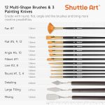 Набор акриловых красок Shuttle Art 54 предмета, 30 цветов, деревянный мольберт, холст для рисования и кисти — изображение 2