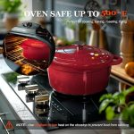 Эмалированная чугунная кастрюля с крышкой Overmont 5 л — изображение 2