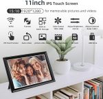 Цифровая фоторамка 2K 64 ГБ 11 дюймов WiFi6 и 5G Цифровая фоторамка 1920x1280 FHD IPS сенсорный экран — изображение 2