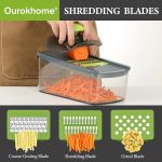 Овощерезка-мандолина Ourokhome, многофункциональная овощерезка-шинковка с контейнером, волнорезка для картофел — изображение 4
