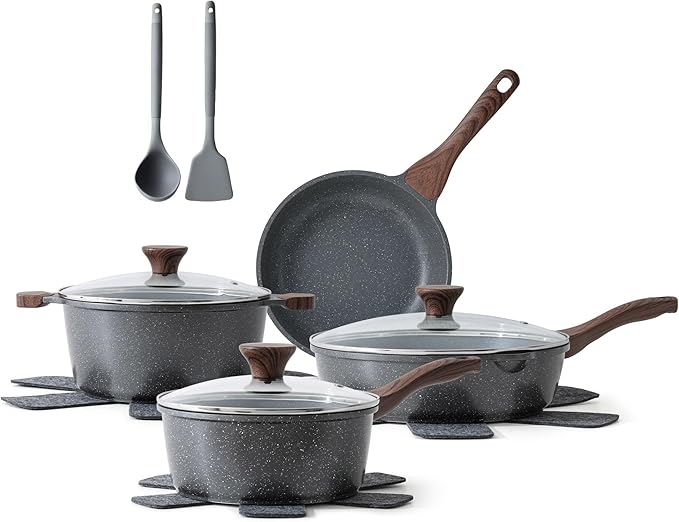 71v2DeeTD8L._AC_SX679_ Набор кастрюль и сковородок с антипригарным покрытием Swiss Granite — изображение 1