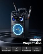 Караоке-колонка Moukey, акустическая система с Bluetooth-динамиком и 2 беспроводными микрофонами — изображение 4