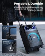 Караоке-колонка Moukey, акустическая система с Bluetooth-динамиком и 2 беспроводными микрофонами — изображение 2
