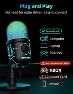 Игровой микрофон MR, USB-микрофон для ПК, Mac, PS4/5, конденсаторный микрофон для подкастов и студийной записи — изображение 5