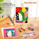 Набор акриловых красок Shuttle Art 54 предмета, 30 цветов, деревянный мольберт, холст для рисования и кисти — изображение 6
