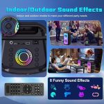 Караоке-колонка с 2 беспроводными микрофонами HWWR, Bluetooth-колонка с диско-светом — изображение 6