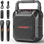 Караоке Bluetooth-колонка с 2 беспроводными микрофонами, акустическая система HUABAO