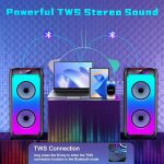 Караоке-колонка с 2 беспроводными микрофонами HWWR, Bluetooth-колонка с диско-светом — изображение 2