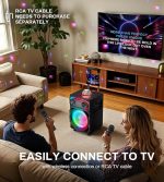 Портативная акустическая система EYTSE, Bluetooth-колонка для караоке с 2 беспроводными микрофонами — изображение 2