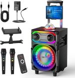 Портативная акустическая система EYTSE, Bluetooth-колонка для караоке с 2 беспроводными микрофонами