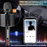 Микрофон для караоке BONAOK, портативный беспроводной микрофон Bluetooth — изображение 5